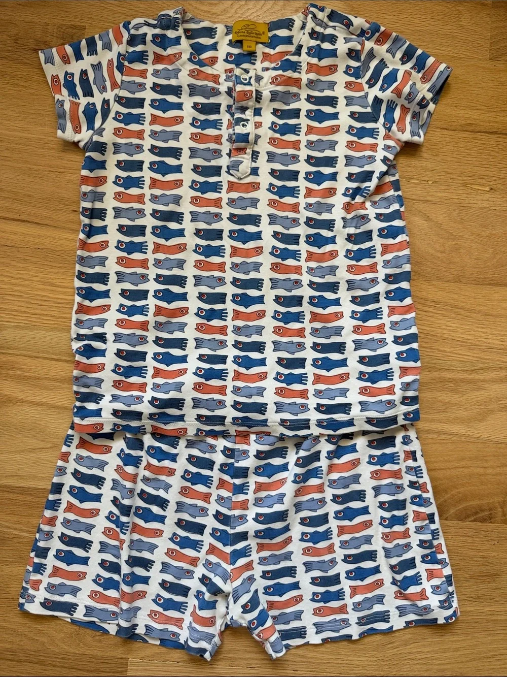 Roberta Roller Rabbit Kids Short Sleeve Pajama Set Blue/Orange Fish Sz  10